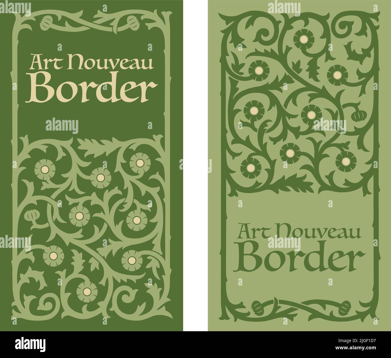 Un contorno floreale rettangolare Art Nouveau. Illustrazione Vettoriale