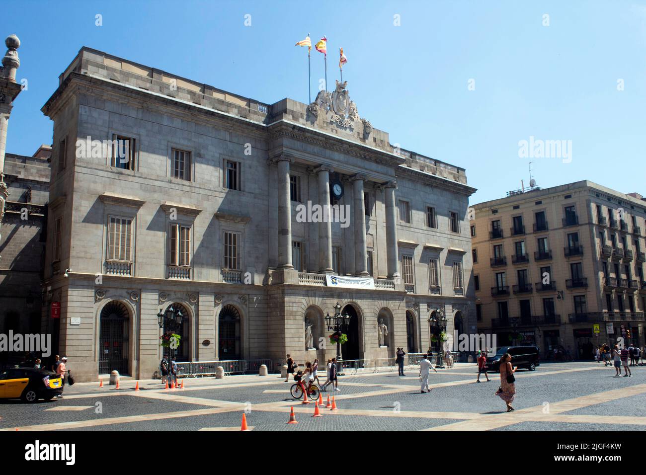 Municipio di Barcellona - Casa de la Ciutat de Barcelona Plaza Sant Jaume quartiere Gotico, il centro storico della città vecchia di Barcellona, Catalogna, Spagna Foto Stock