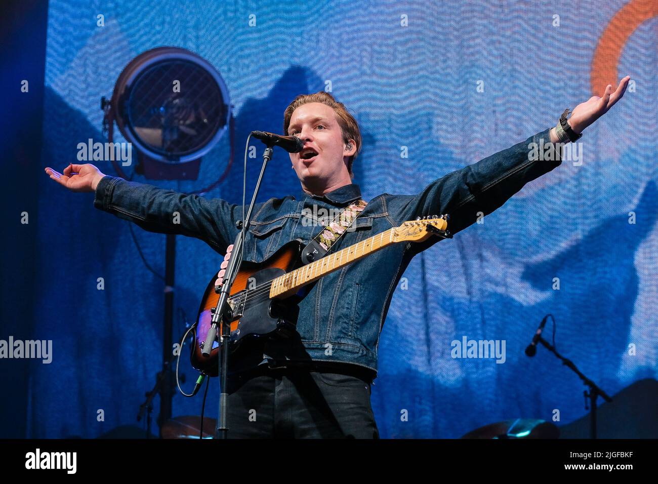 Pilton, Regno Unito. 26th giugno 2022. Brit Awards e il vincitore dei premi musicali di YouTube, il cantautore inglese George Ezra Barnet, nel 2014, si esibisce dal vivo sul palco di John Peel al Festival di Glastonbury. (Foto di Dawn Fletcher-Park/SOPA Images/Sipa USA) Credit: Sipa USA/Alamy Live News Foto Stock