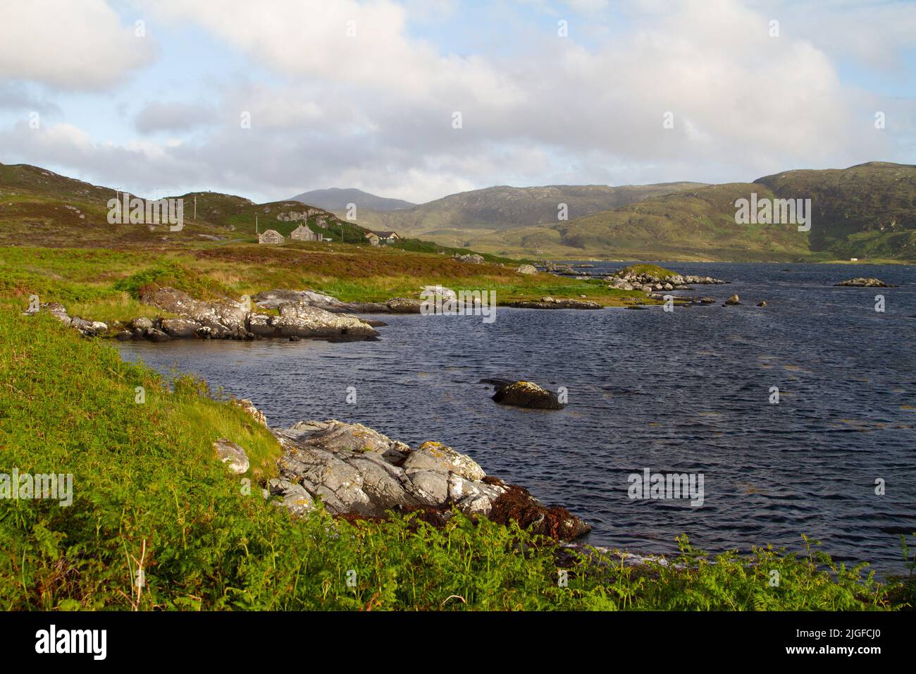 Serata estiva sulle rive di Loch Eynort, South Uist, Hebrides/Western Isles, Scozia Foto Stock