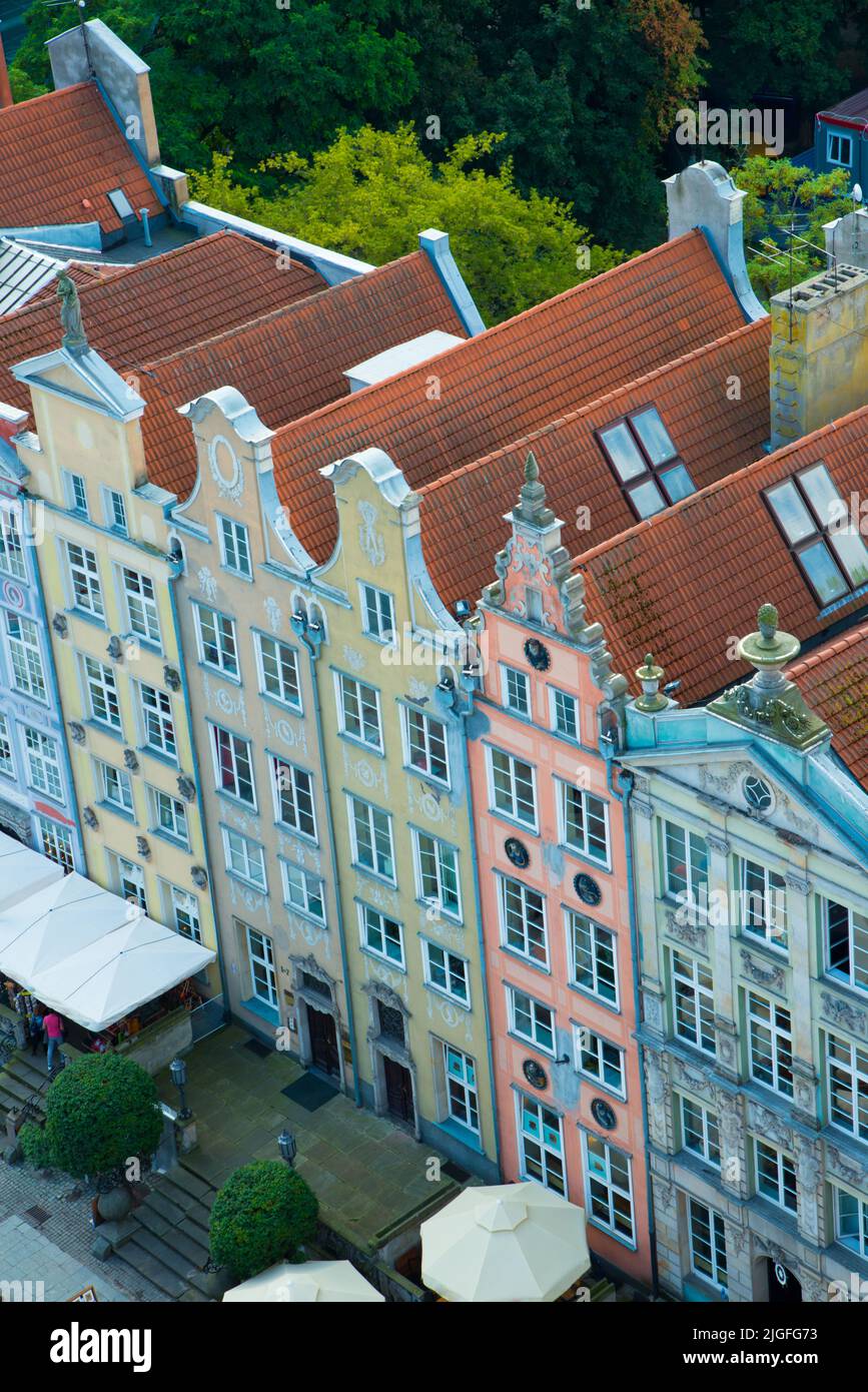Vista aerea di splendidi edifici tradizionali a Danzica. Polonia, Europa Foto Stock
