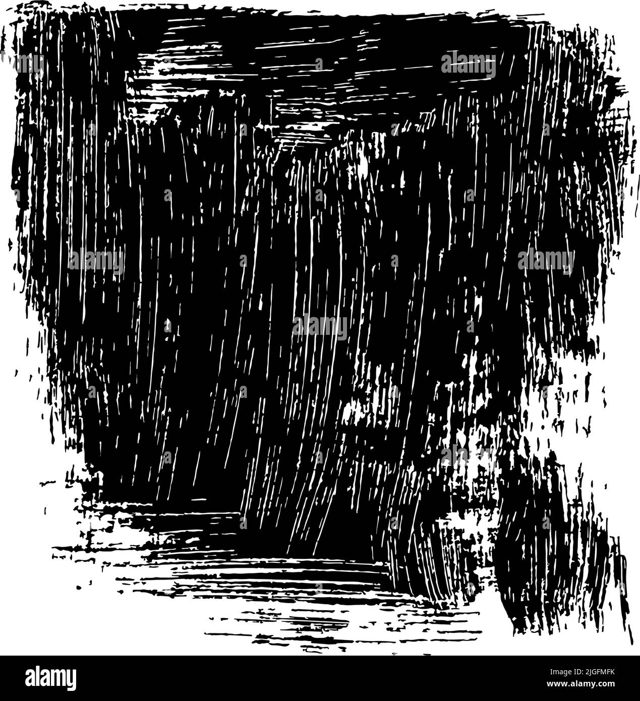 Scatola con bordo nero ruvido isolata su sfondo bianco. Illustrazione Vettoriale