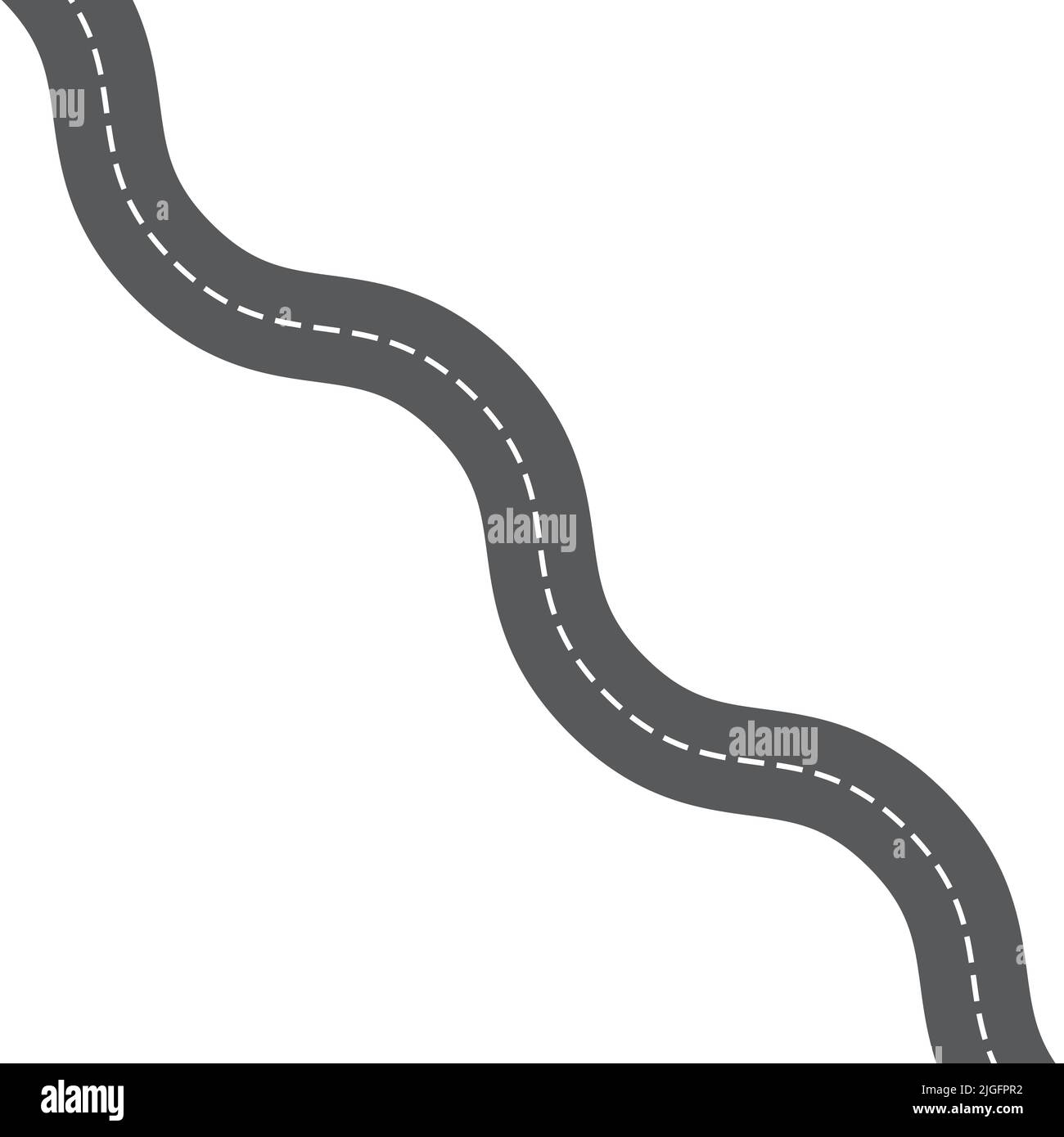 Strada curva vettoriale con marcature bianche. Illustrazione vettoriale Illustrazione Vettoriale