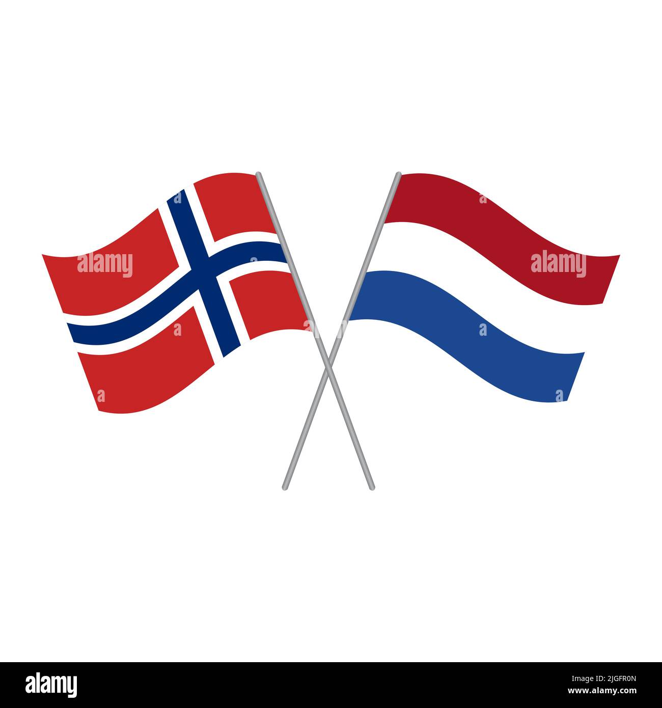 Vettore bandiera olandese e norvegese isolato su sfondo bianco Illustrazione Vettoriale