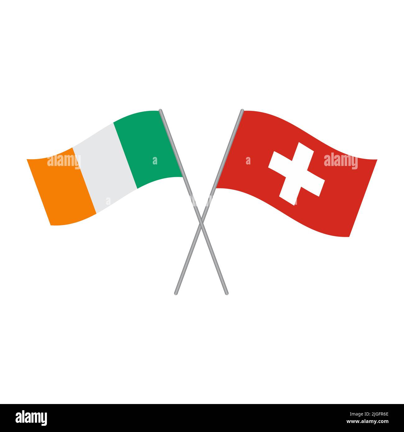Vettore di bandiere svizzere e irlandesi isolato su sfondo bianco Illustrazione Vettoriale