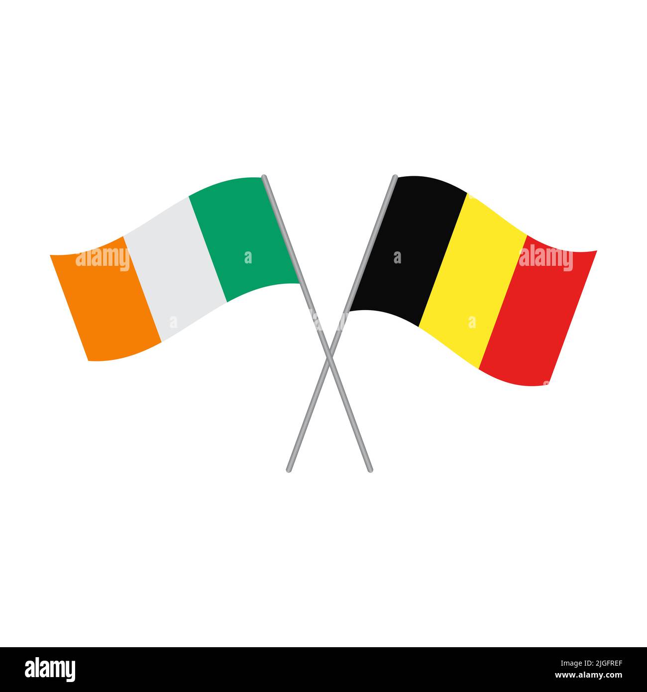 Vettore bandiera belga e irlandese isolato su sfondo bianco Illustrazione Vettoriale
