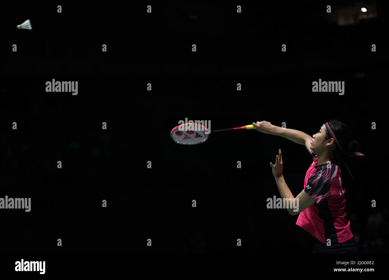 Kuala Lumpur, Malesia. 10th luglio 2022. Un giovane se della Corea compete contro Chen Yu Fei della Cina durante la partita finale singola femminile del Perodua Malaysia Masters 2022 all'Axiata Arena di Bukit Jalil. An se Young ha vinto con punteggi; 21/21 : 17/5 Credit: SOPA Images Limited/Alamy Live News Foto Stock