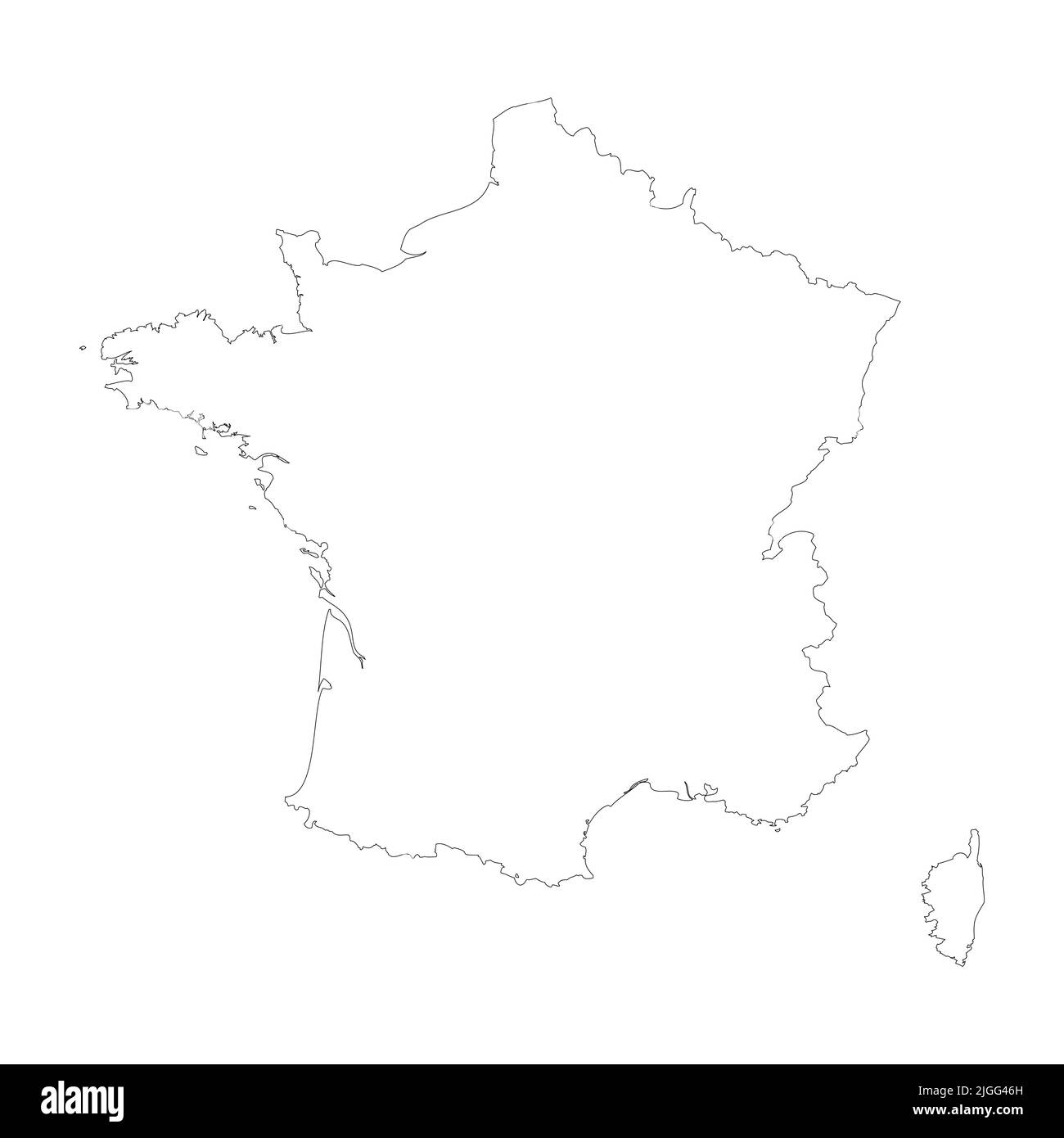 Profilo della mappa vettoriale del paese della Francia Illustrazione Vettoriale