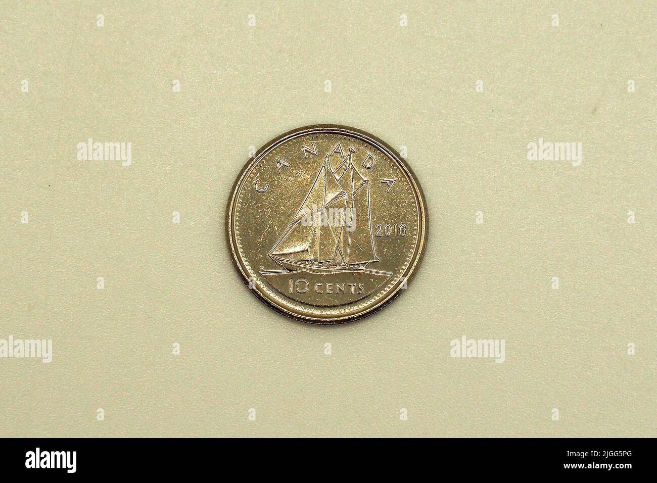 Monete da dieci centesimi, dime, 10¢, (la barca a vela Bluenose), CAD, Canada, Nord America Foto Stock