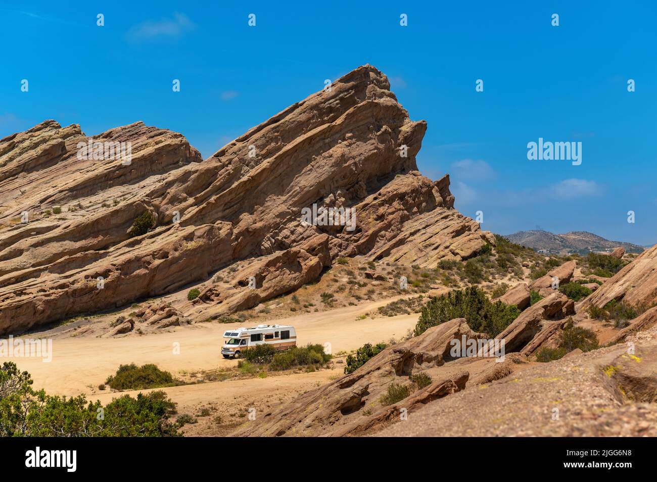 RV al panoramico Vasquez Rocks Foto Stock