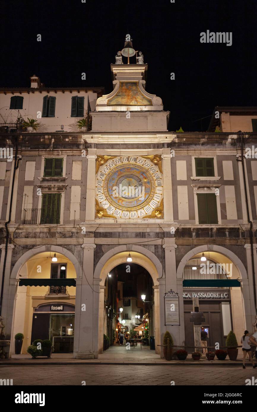 Torre dell'Orologio in Piazza della Loggia, Brescia, Lombardia, Italia Foto Stock