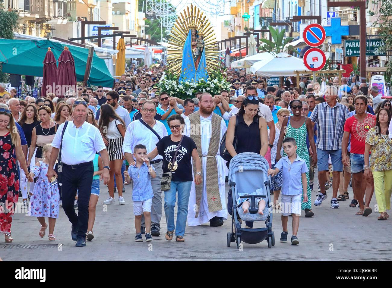 Festa della Madonna di Porto salvo, patrona di Lampedusa, è la più importante manifestazione religiosa che si svolge sull'isola di Lampedusa, LAMPEDUSA, ITA Foto Stock