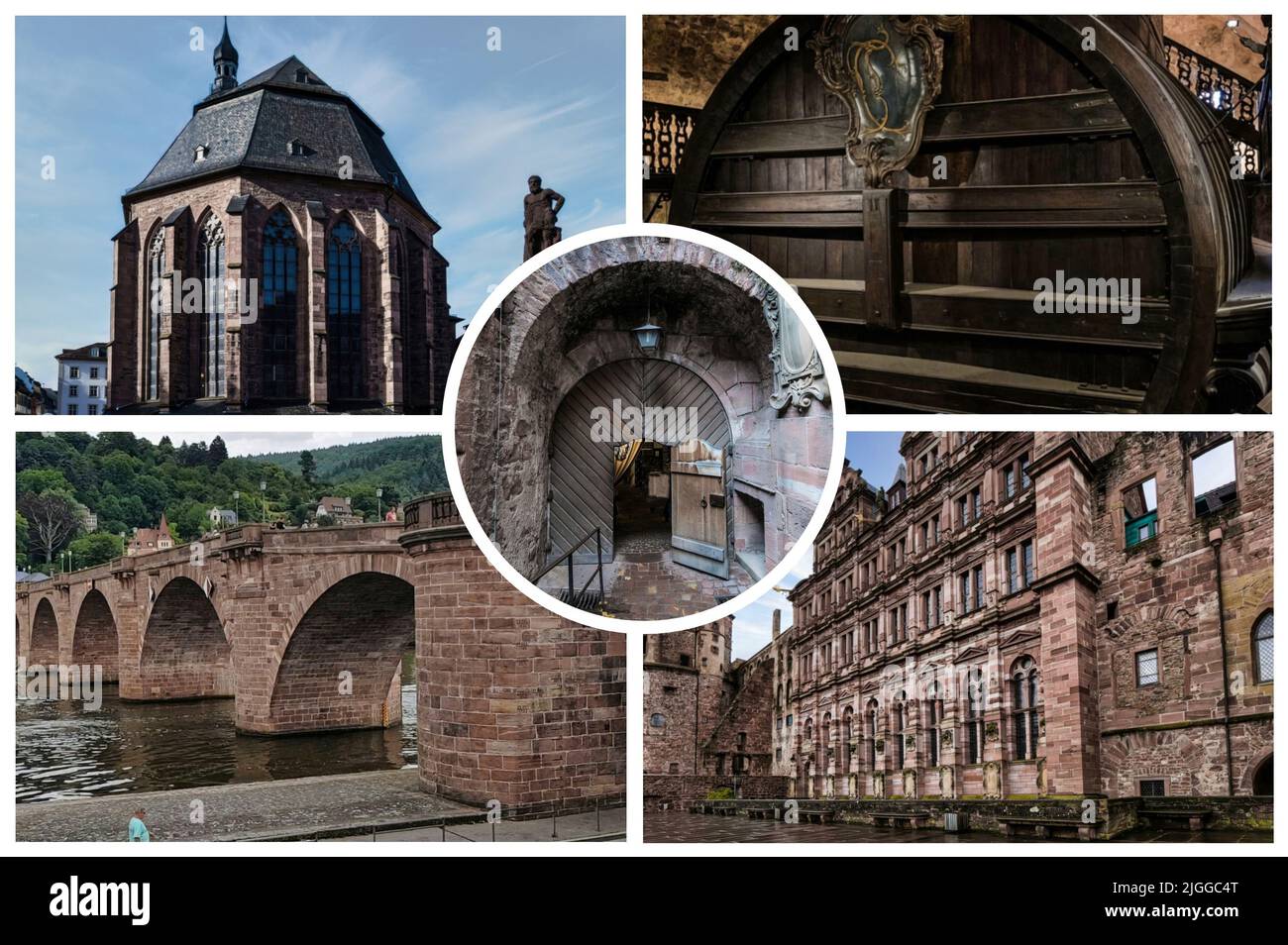 Heidelberg è una città tedesca famosa per la sua università e per i suoi numerosi monumenti storici. Foto Stock