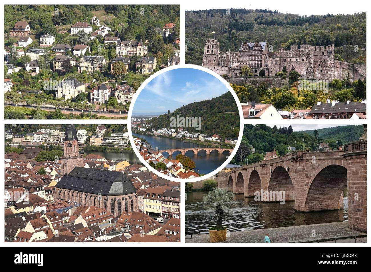 Heidelberg è una città tedesca famosa per la sua università e per i suoi numerosi monumenti storici. Foto Stock