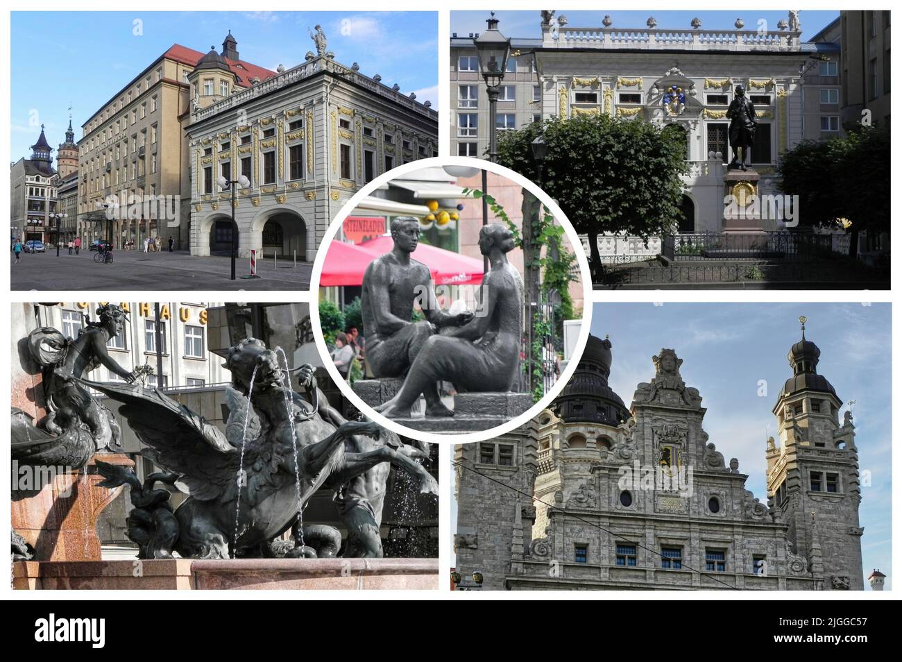 Lipsia è il centro della vita culturale della Germania, gallerie, musei e sale da concerto, chiese romaniche, edifici in stile Art Nouveau e caffetterie antiche. Foto Stock