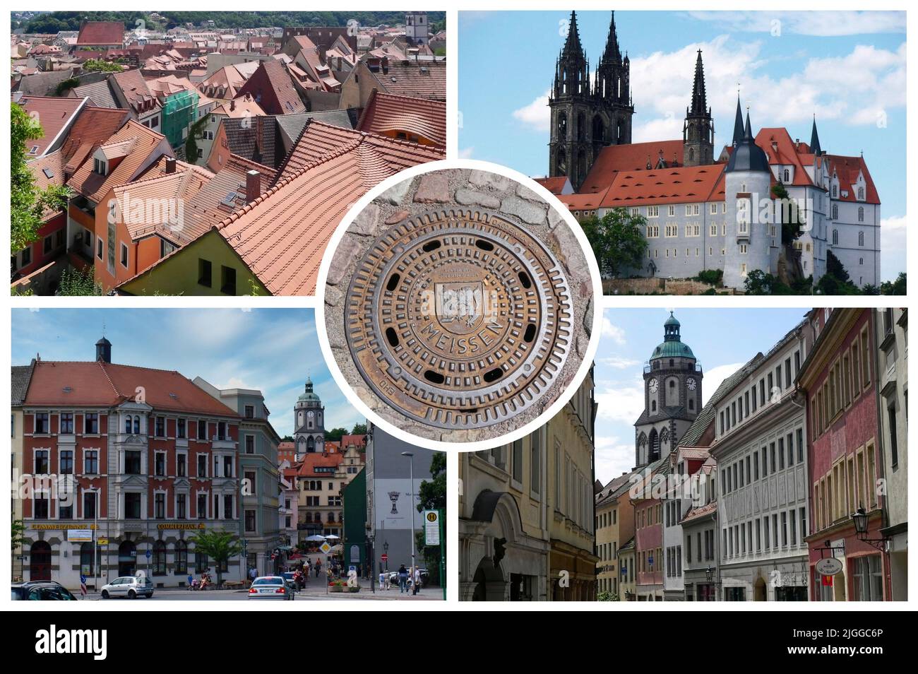 Meissen è una città in Sassonia, Germania molto famosa per la fabbrica di porcellana che ha lo stesso nome della città. Foto Stock