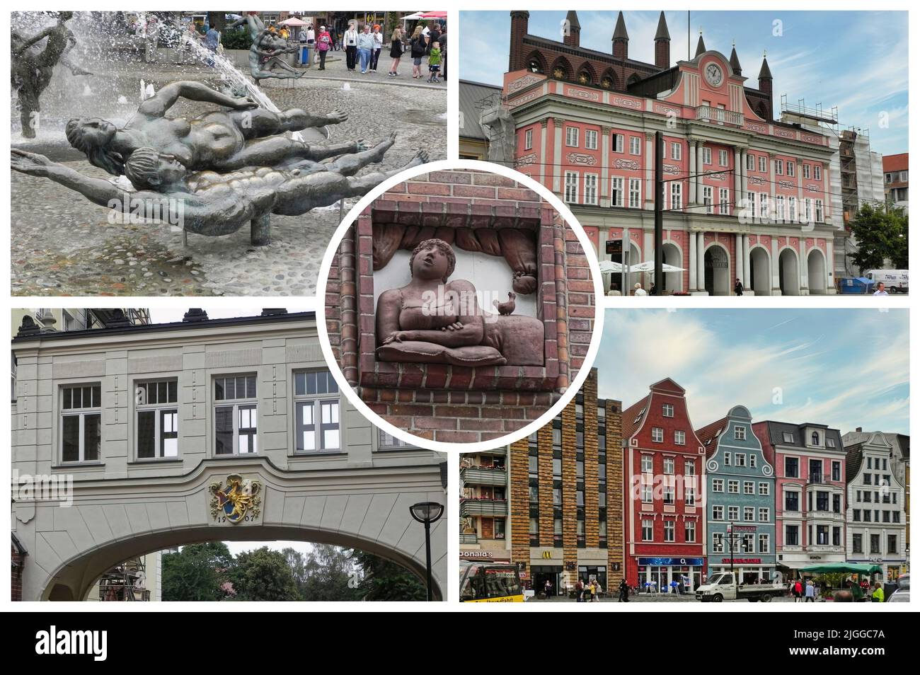 Rostock è una splendida città tedesca, colorata e cosmopolita, che ospita un importante e storico porto commerciale del Mar Baltico. Foto Stock