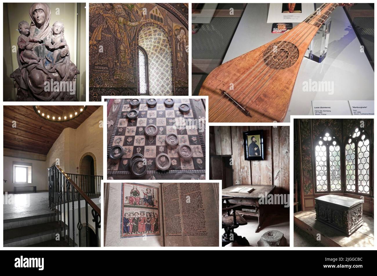 Il castello di Wartburg è il simbolo della storia culturale e intellettuale tedesca, famoso anche per aver ospitato molte personalità famose Foto Stock