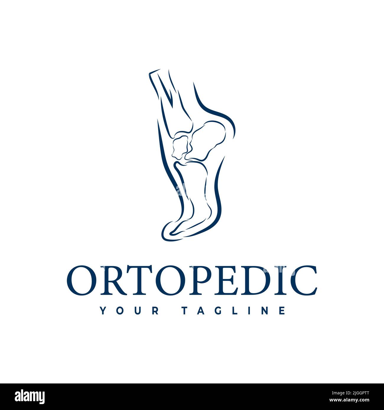Bone Health logo design concetto per articolazione caviglia.Ortopedia Logo Illustrazione Vettoriale