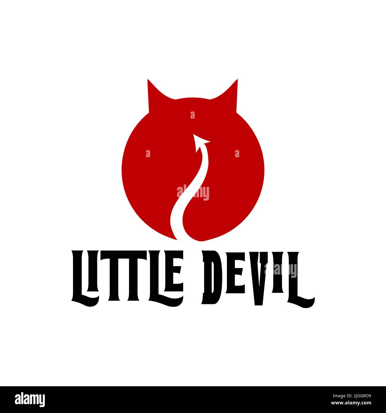 Logo Design Little Devil icona Vector piatto arrabbiato diavolo logo rotondo rosso diavolo icona Illustrazione Vettoriale