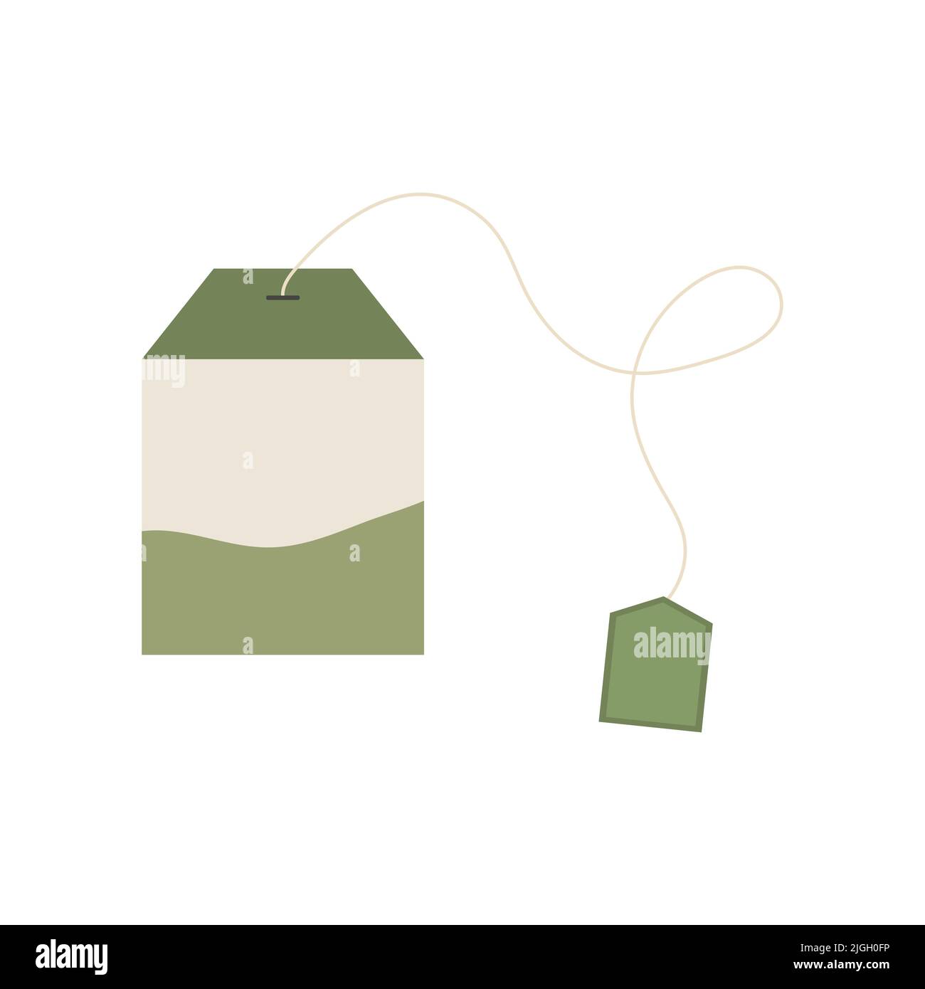 Il vettore verde del sacchetto del tè è isolato su sfondo bianco Illustrazione Vettoriale