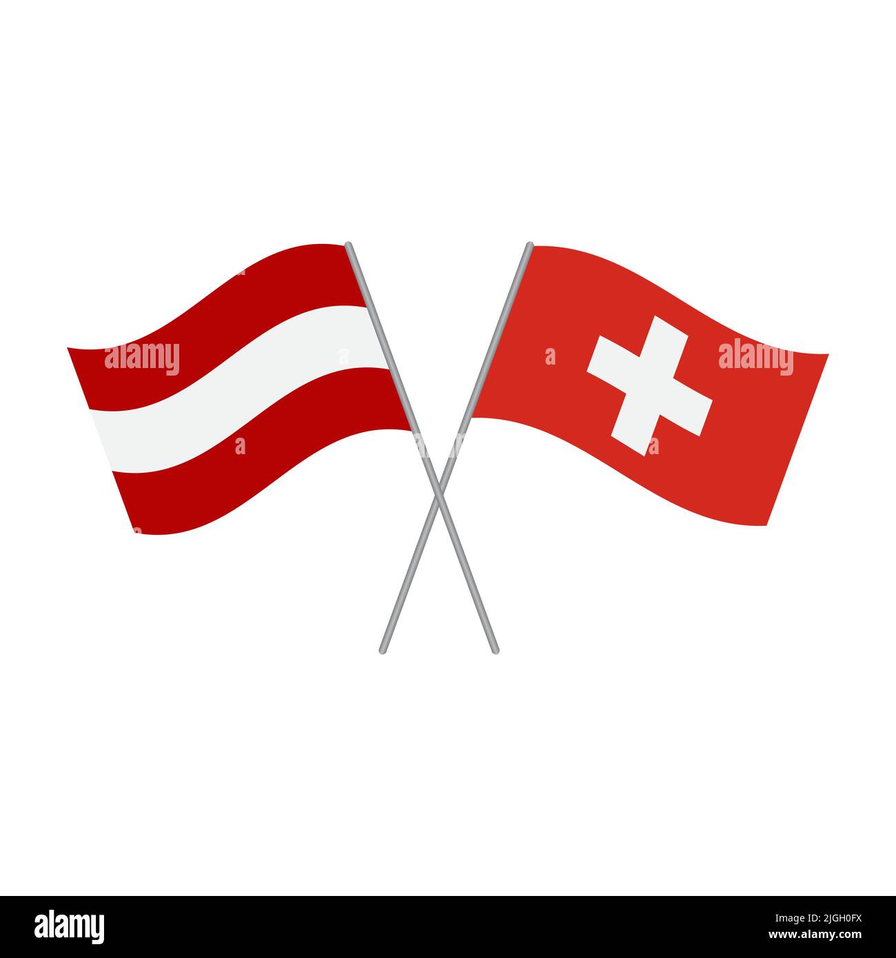 Vettore di bandiere svizzere e austriache isolato su sfondo bianco Illustrazione Vettoriale