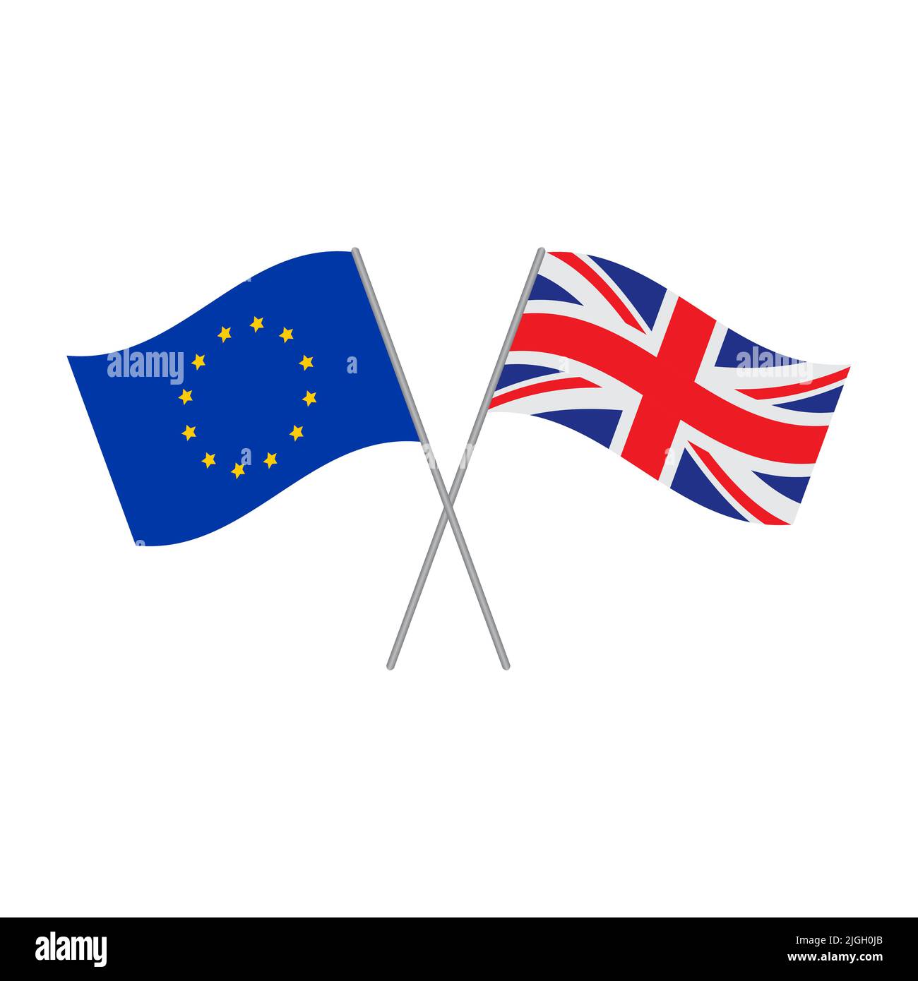 Vettore di bandiera dell'Unione europea e del Regno Unito isolato su sfondo bianco Illustrazione Vettoriale