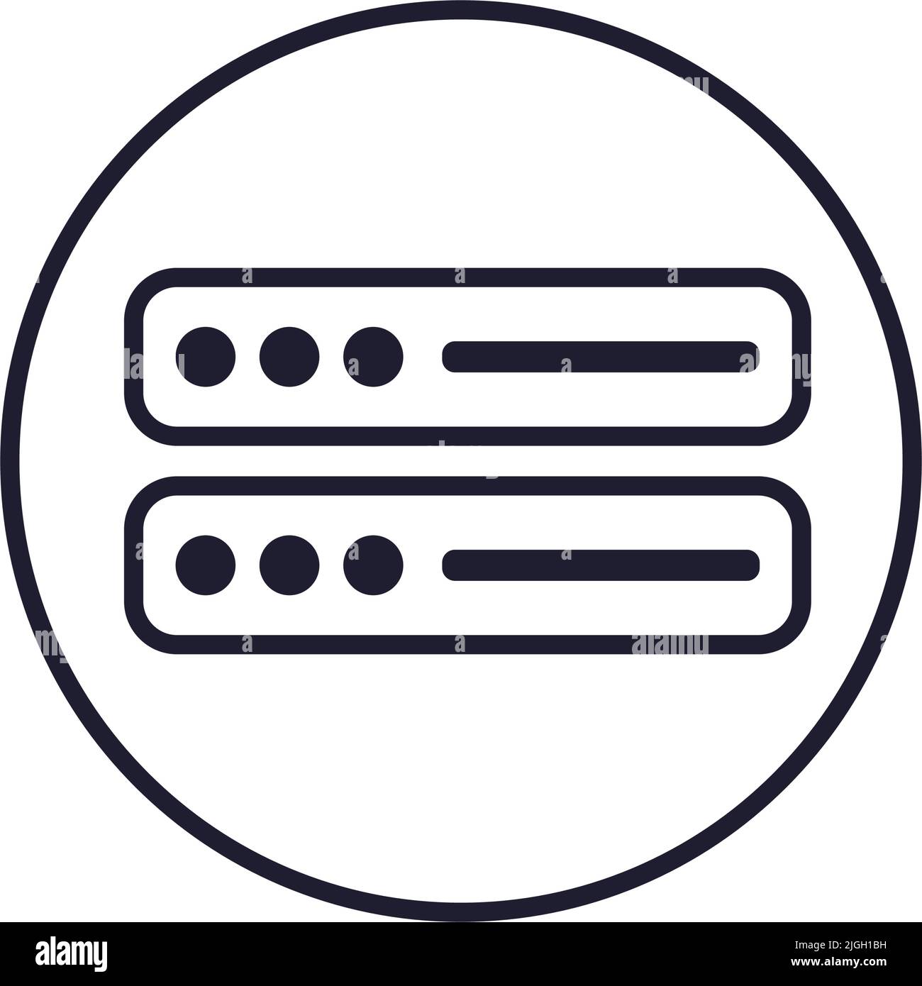 Icona del server del computer in un cerchio circolare. Hosting cloud. Vettore modificabile. Illustrazione Vettoriale