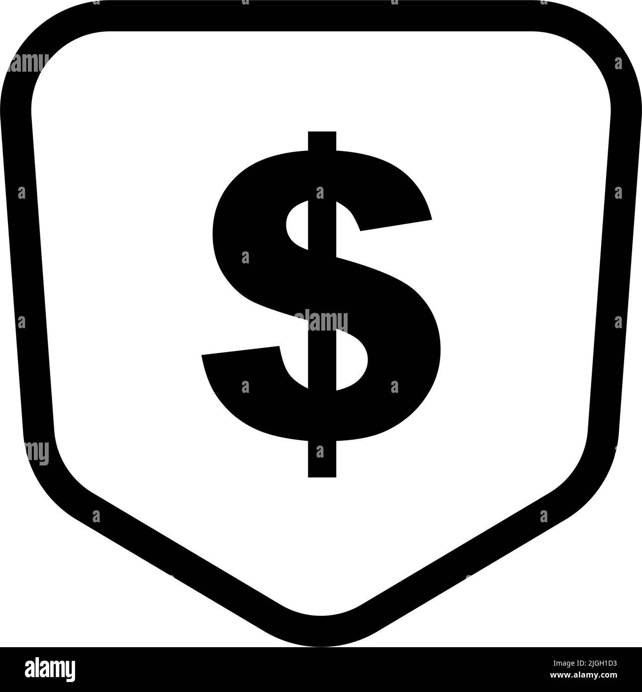 Icona scudo con simbolo del dollaro. Vettore modificabile. Illustrazione Vettoriale