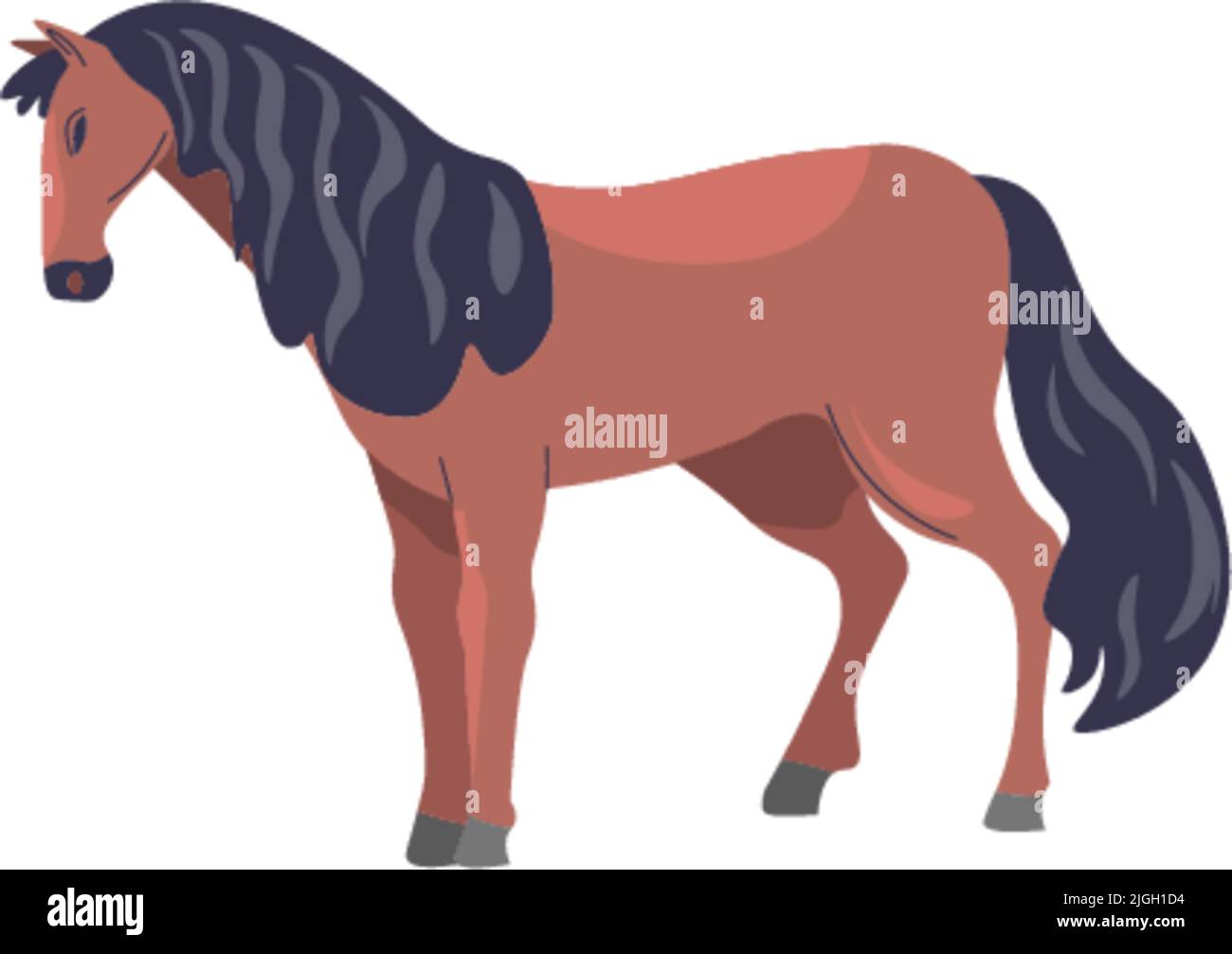 Stallone o cavallo di mane, allevamento di animali equini Illustrazione Vettoriale