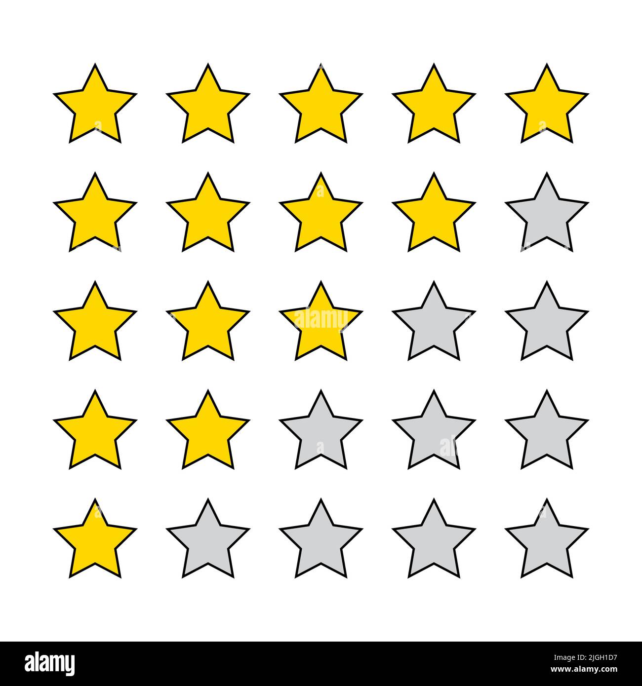 Icona del vettore di classificazione a stelle su sfondo bianco Illustrazione Vettoriale