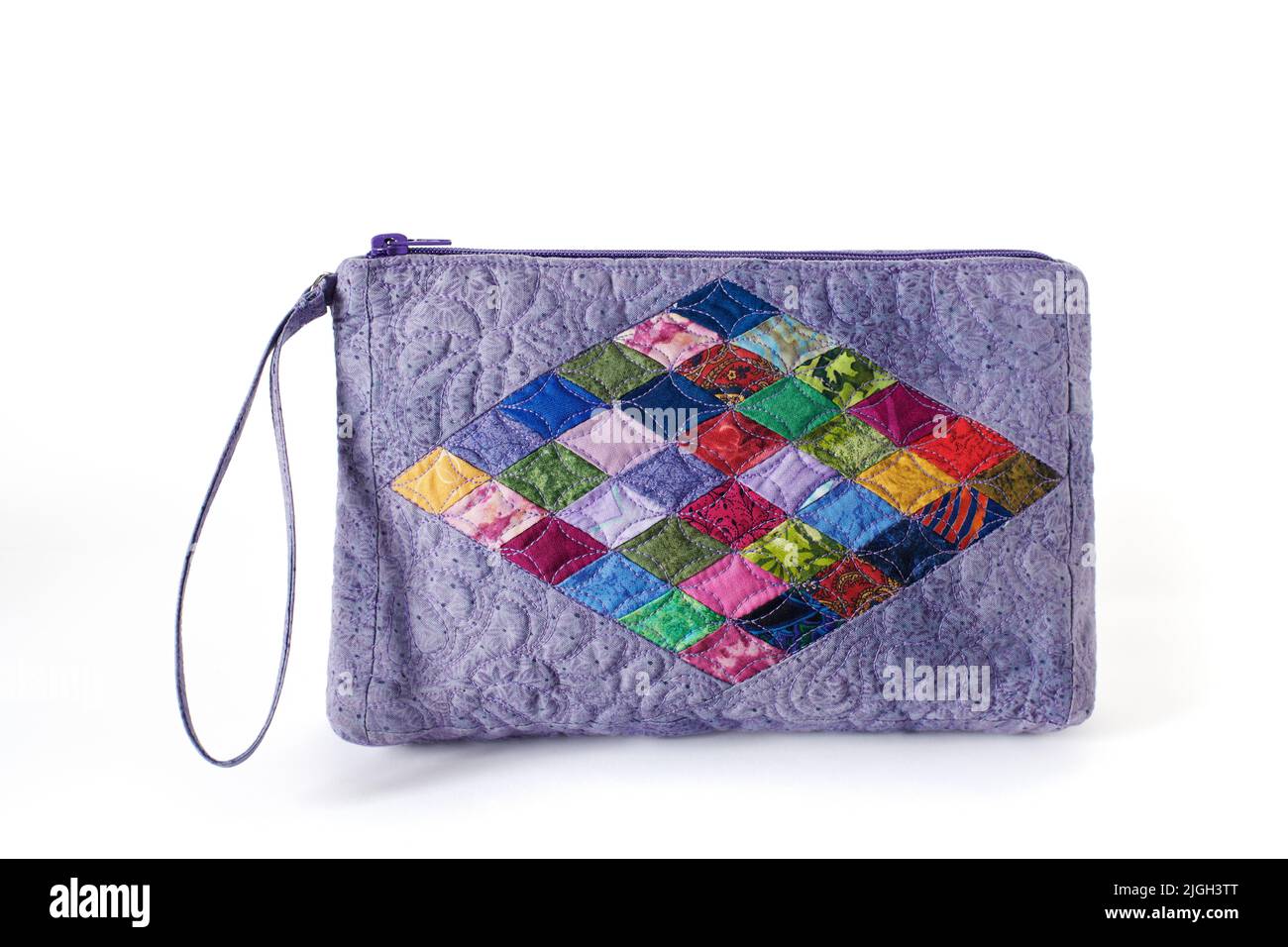 Mini sacchetto con cerniera a rombo multicolore con motivo patchwork Foto Stock