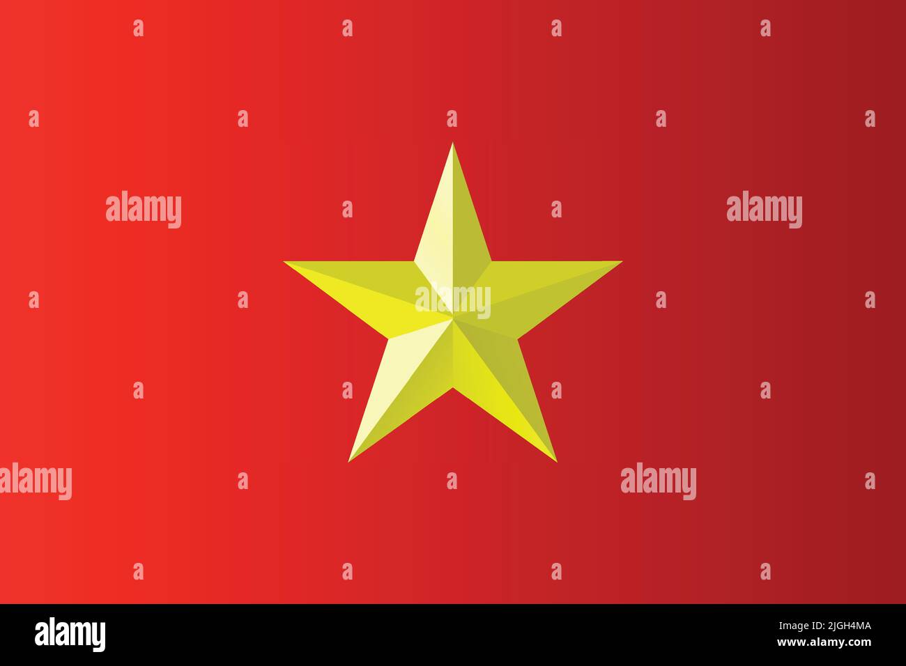 Bandiera vietnamita Gold Country Star su sfondo rosso gradiente con effetto 3D Illustrazione Vettoriale