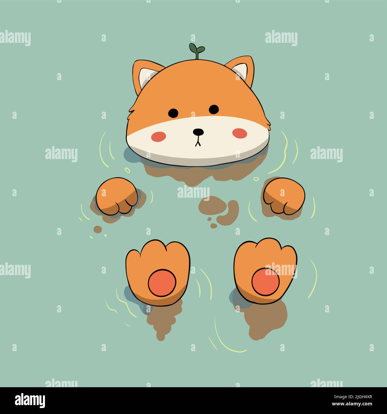 Shiba inu sta riposando sul mare e sta riposando Illustrazione Vettoriale