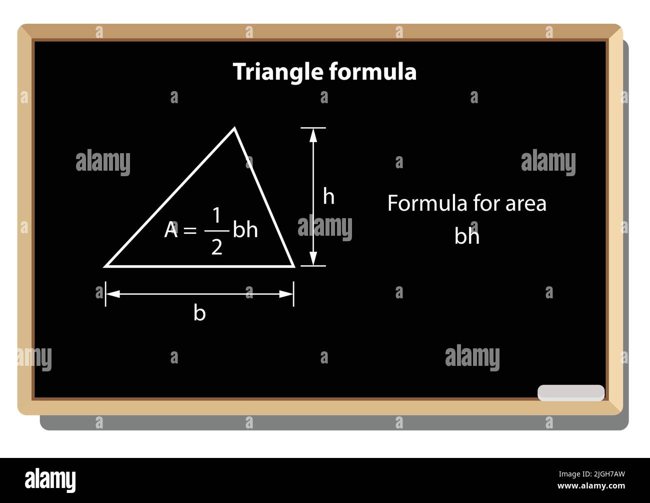 Formula triangolare. Le forme geometriche e le aree con formule segnano l'illustrazione, il disegno, Illustrazione Vettoriale