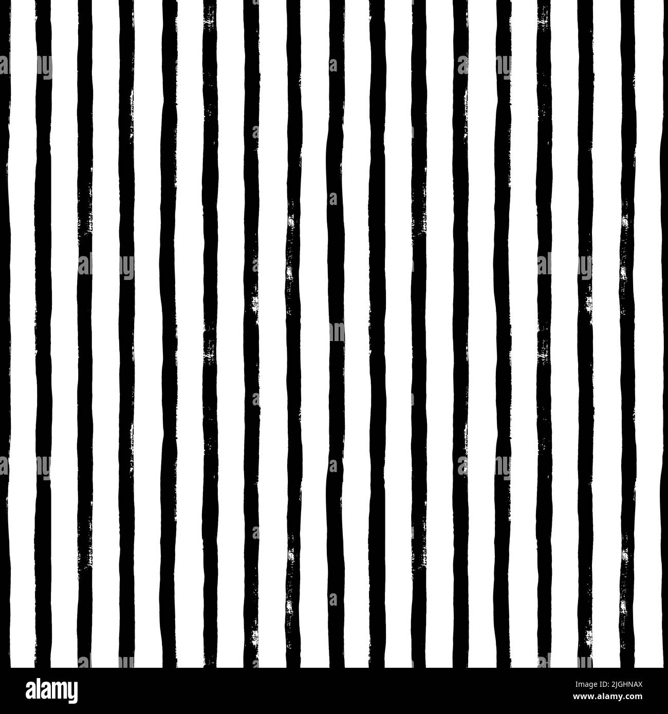 Strisce verticali nere disegnate a mano motivo senza giunture Illustrazione Vettoriale