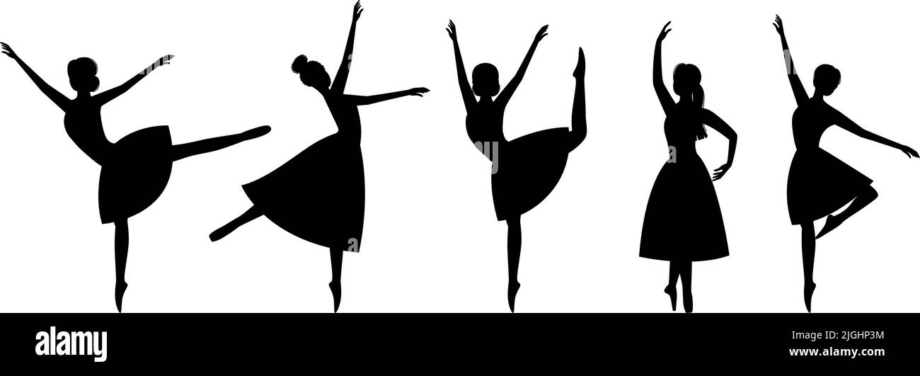 Ballerino. Silhouette di ballerine danzanti, illustrazione vettoriale Illustrazione Vettoriale