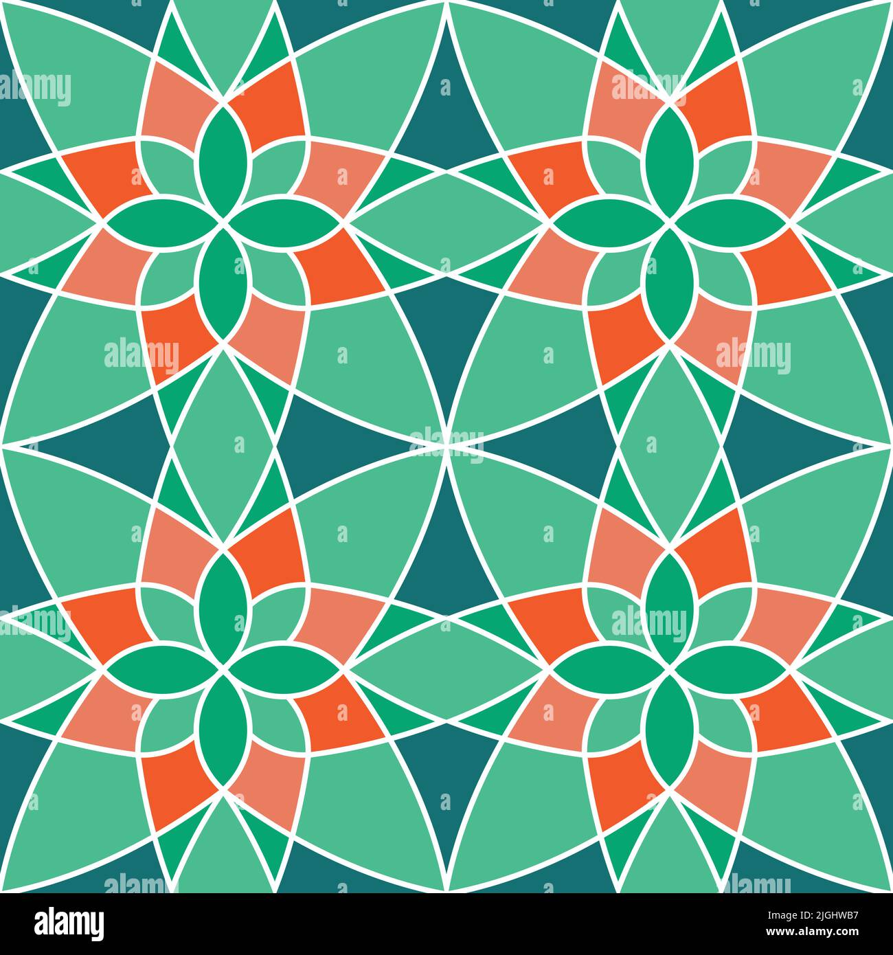 Mosaico geometrico. Ripetizione senza giunture. Arazzo digitale in stile arabo, stampa tessile. Illustrazione Vettoriale