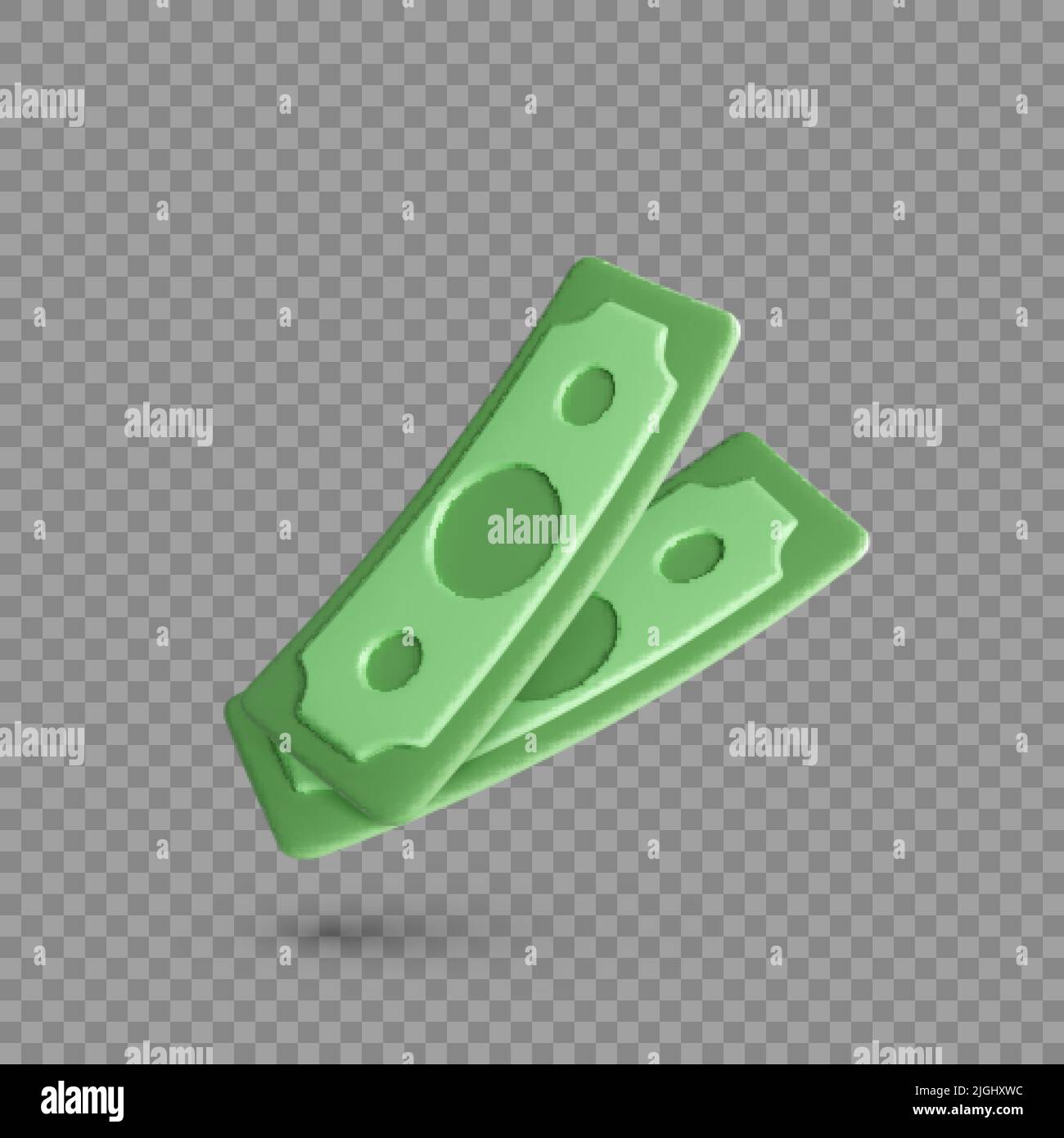 Dollaro americano. 3D moneta cartacea stile cartone animato. Banconote statunitensi. Illustrazione vettoriale Illustrazione Vettoriale