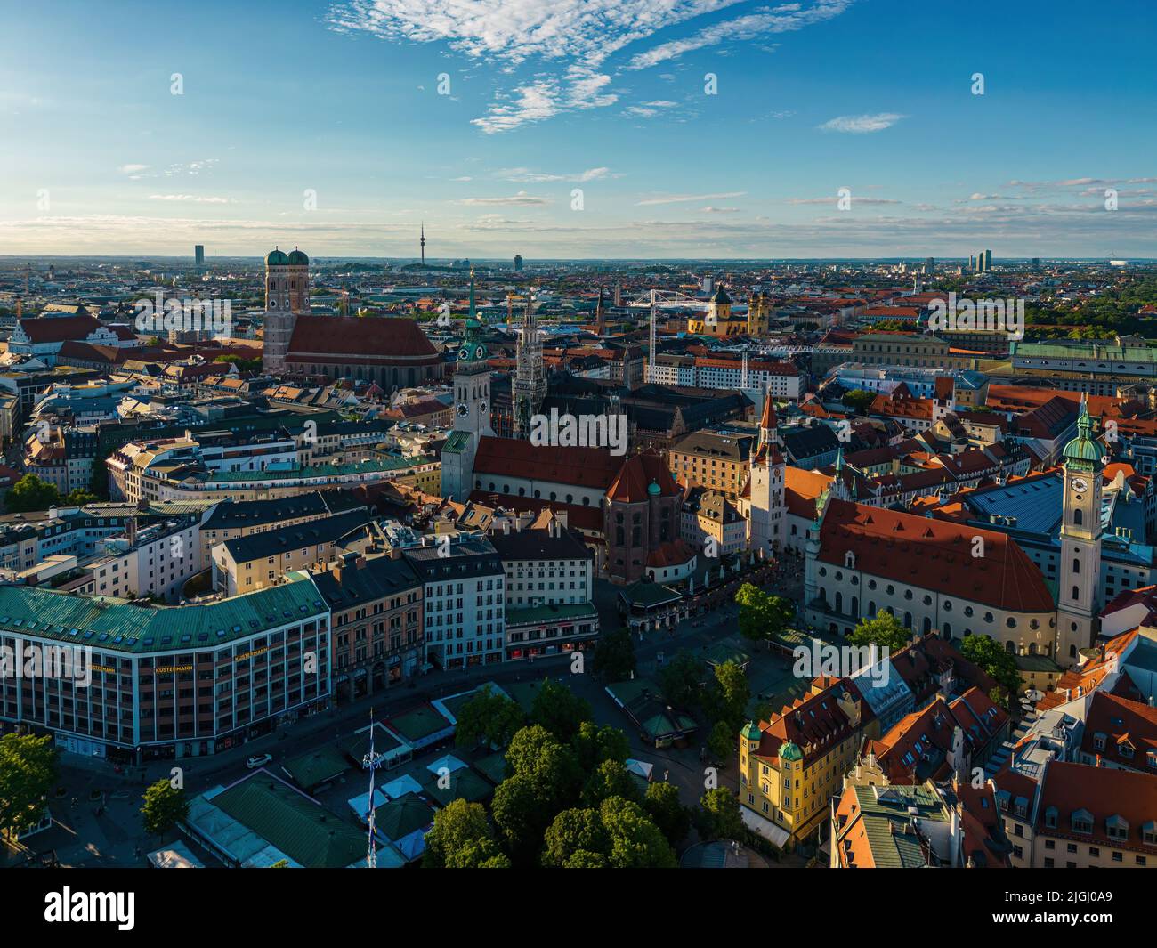 Splendida skyline di Monaco con Marienplatz Foto Stock