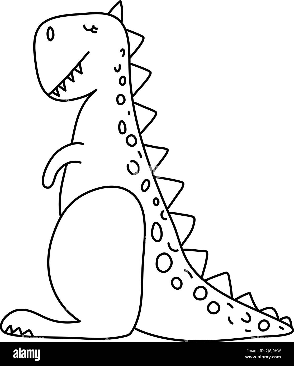 Vettore Stilizzato carino monolina dinosauro Turannosaurus isolato su sfondo bianco. Dinosauro per bambini e adulti. Dodle semplice stile per bambini. Stampa Illustrazione Vettoriale