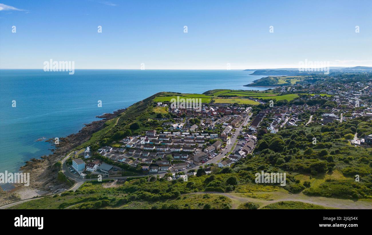 Mumbles città di Swansea Galles del Sud vista aerea Foto Stock