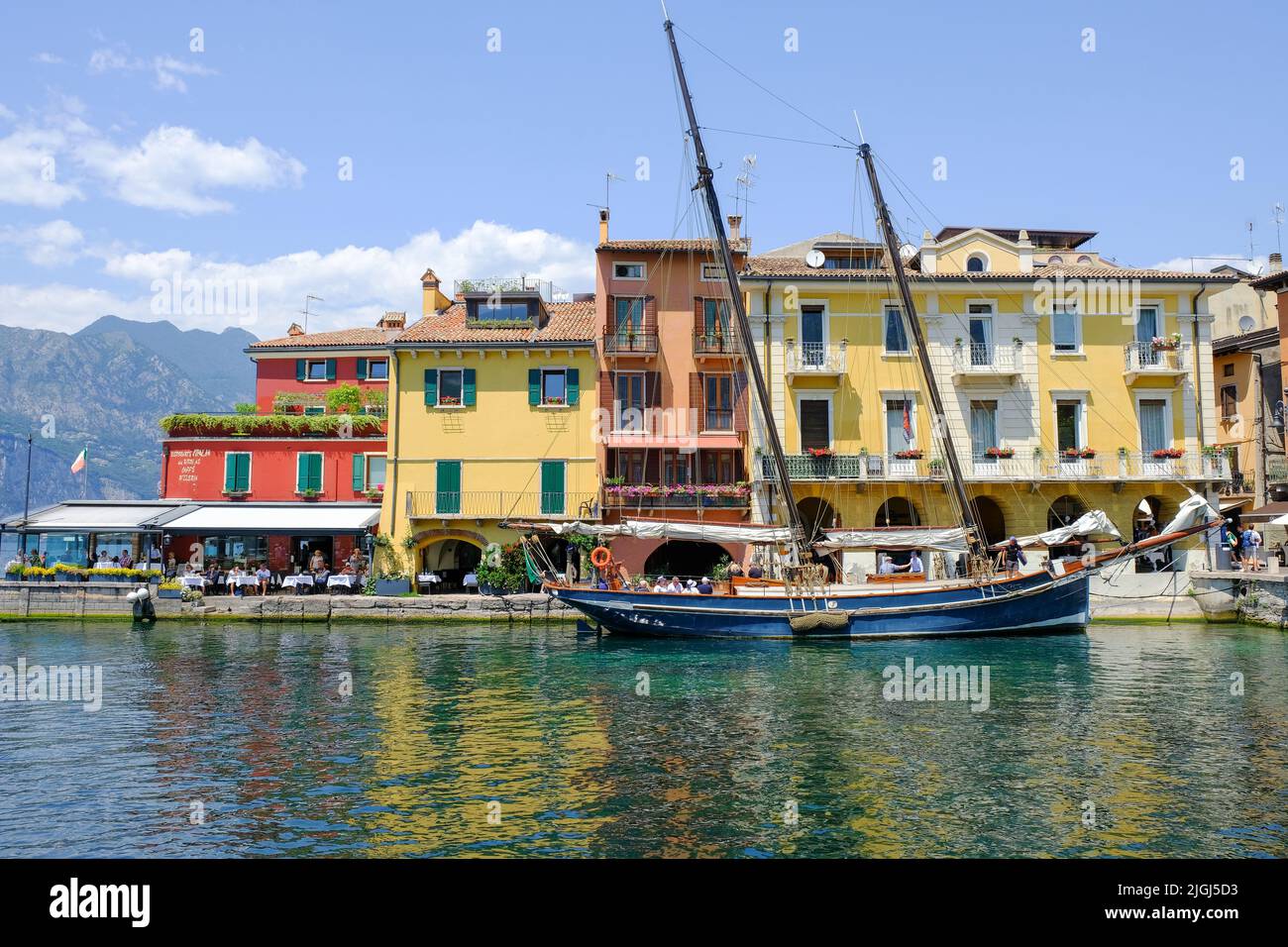 Porto di Malcesine, Lago di Garda, Italia Foto Stock