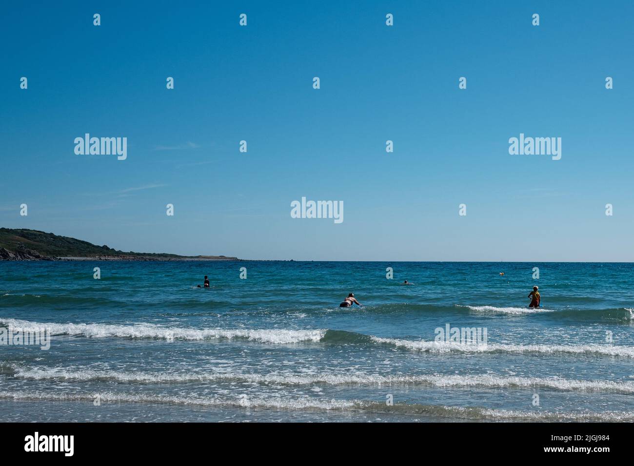 Vista sulla spiaggia di Coverack, Cornovaglia Foto Stock