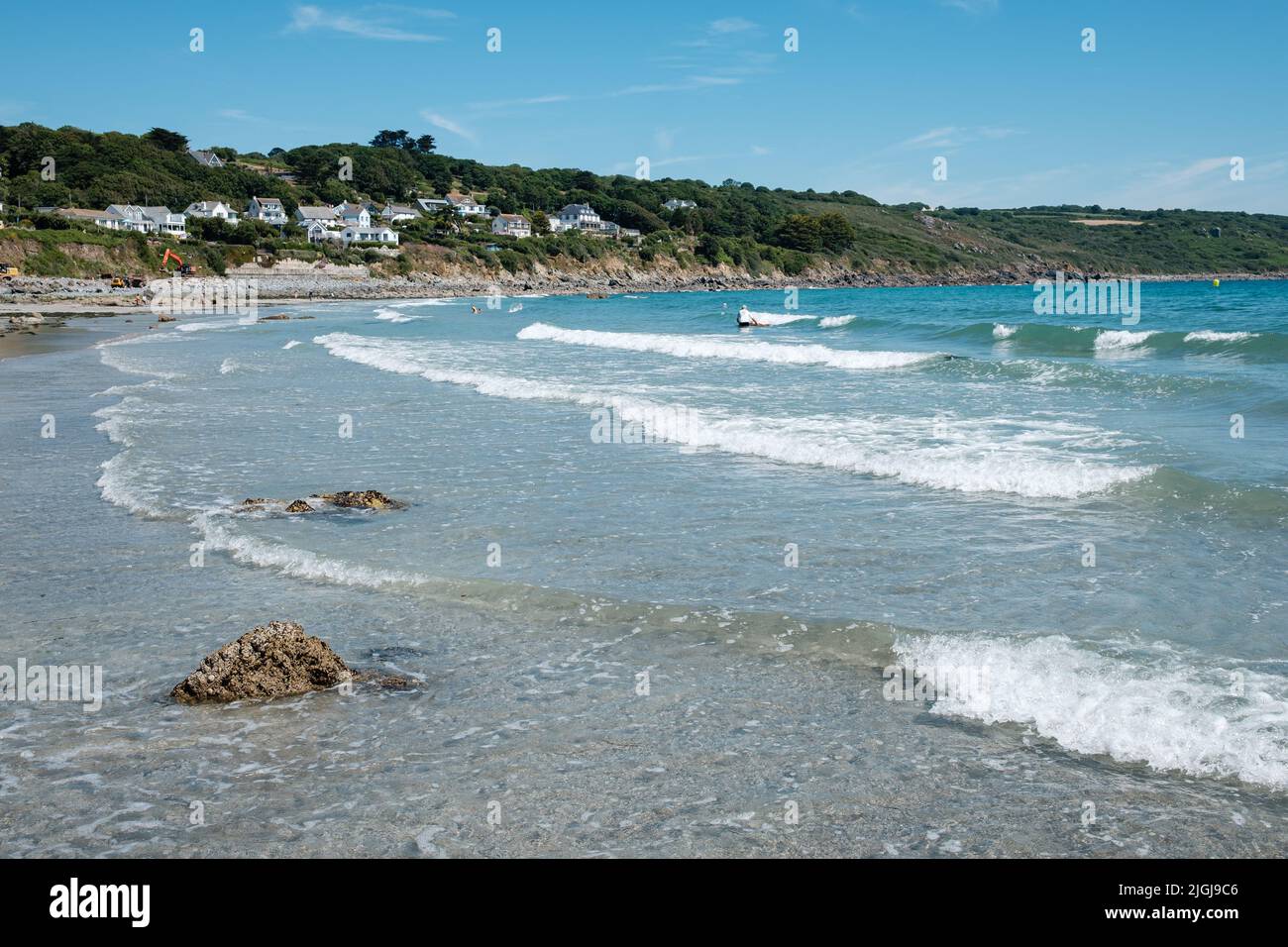 Vista sulla spiaggia di Coverack, Cornovaglia Foto Stock