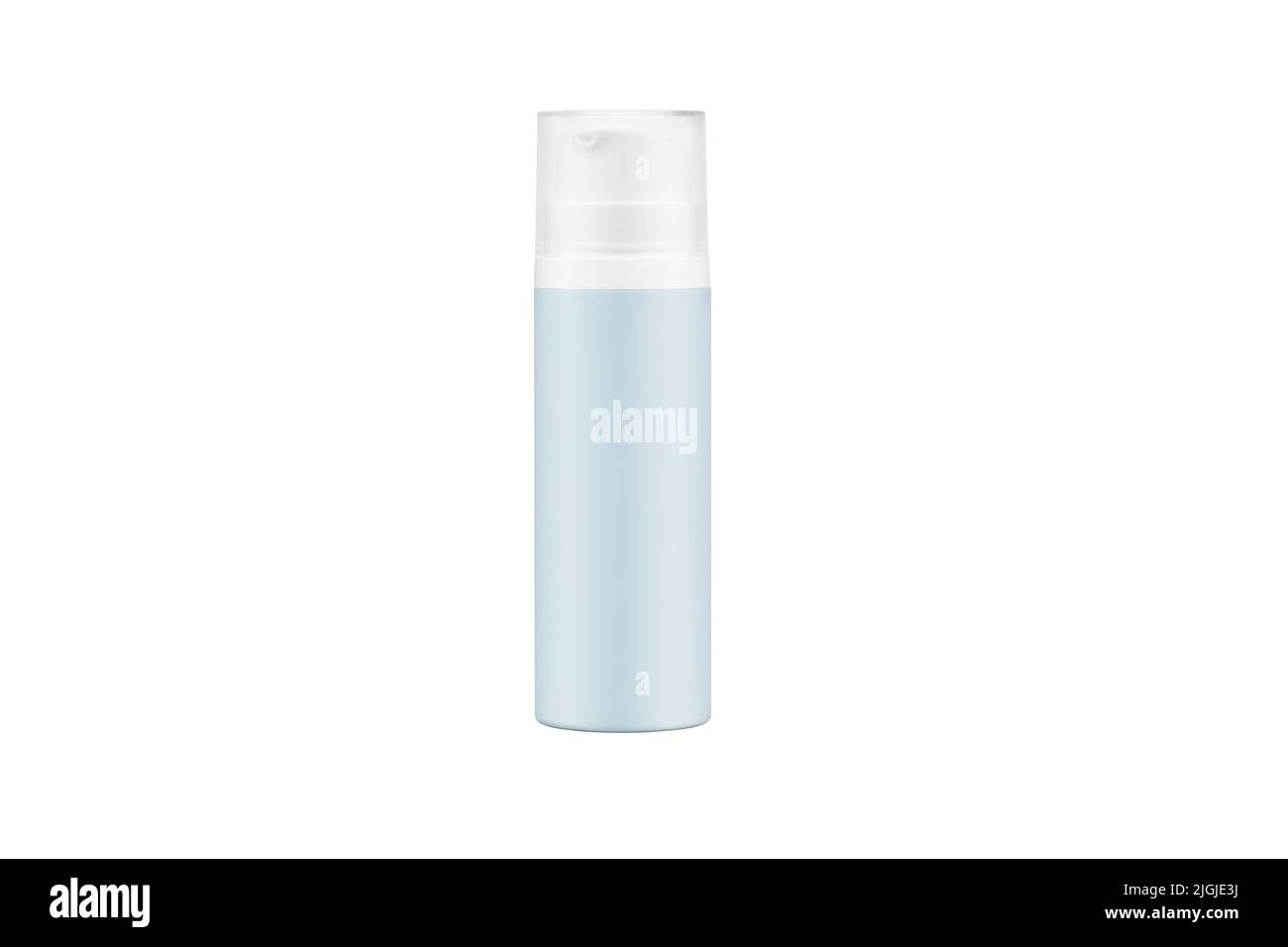 Flacone spray con tappo trasparente mockup isolato su sfondo bianco. Shampoo, gel o lozione bottiglia di plastica su sfondo bianco isolato. Pronto per Foto Stock