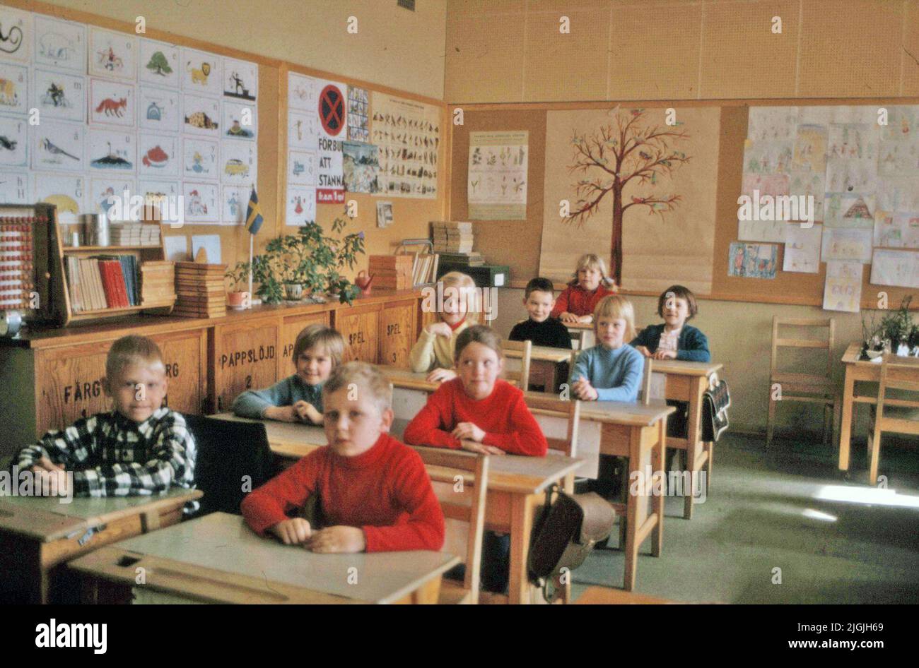 Gruppfoto Classe Foto Saltöskolan Classe 2 1966/67. Foto Stock
