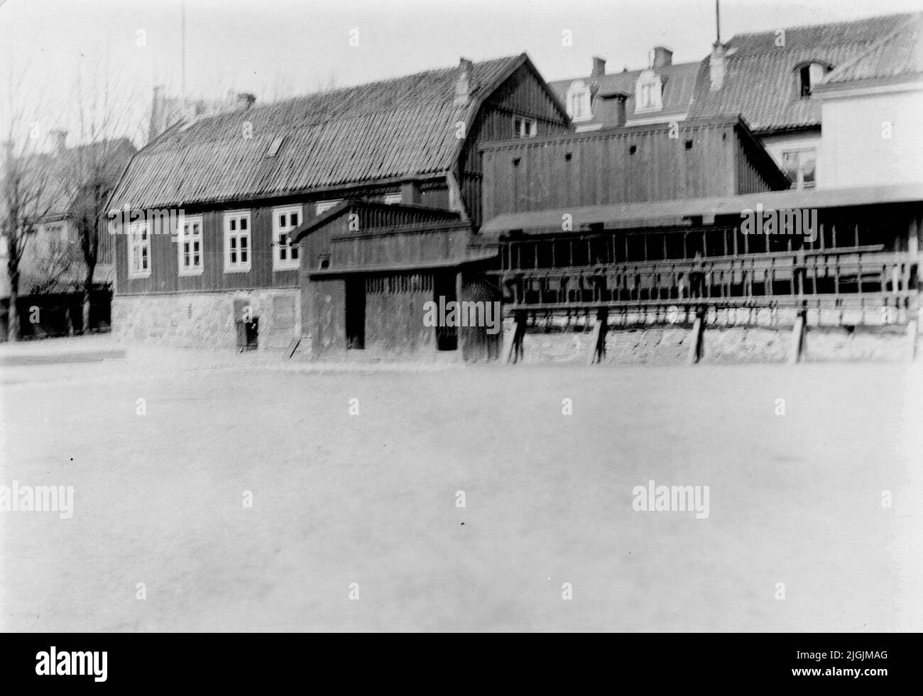 Skola Rosenfeldtskolan 'Old Slöjsalen' nel quartiere Rosenfeldt. Foto Stock