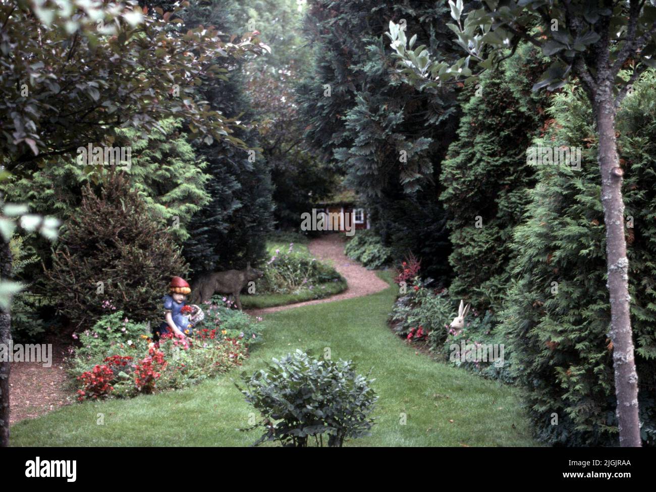 Giardino fiorito, Eringsboda. Foto Stock