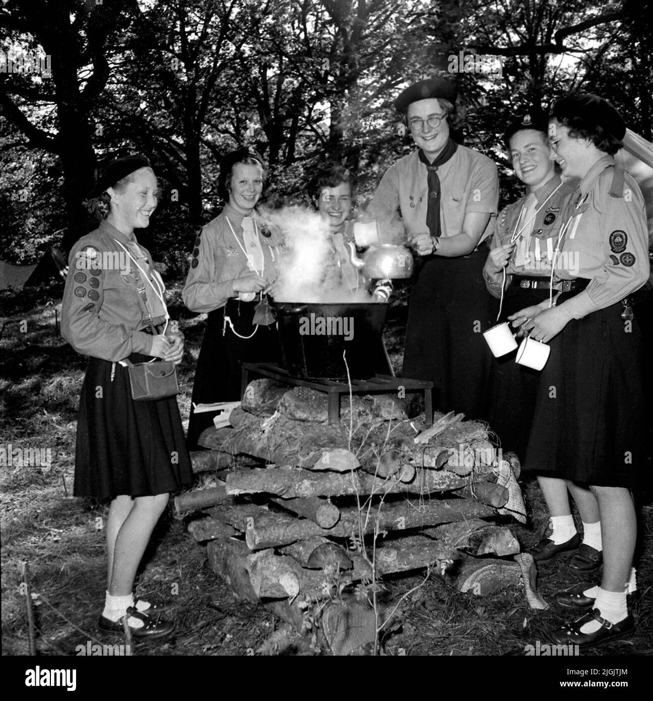 Scoutrörelse alcuni scout al campo di Tromtö. 3000 scout dall'Europa e alcuni scout provenivano da paesi al di fuori dell'Europa. Foto Stock